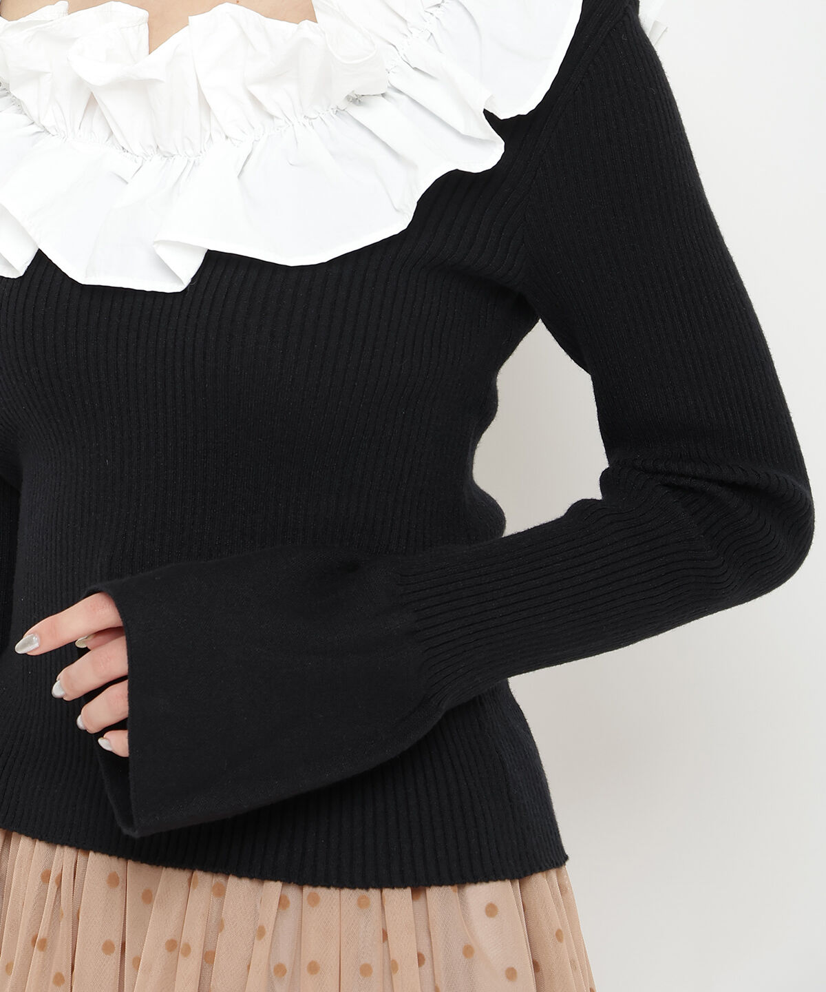 REDYAZEL「フリルドッキングリブニット」|ニット・セーター|