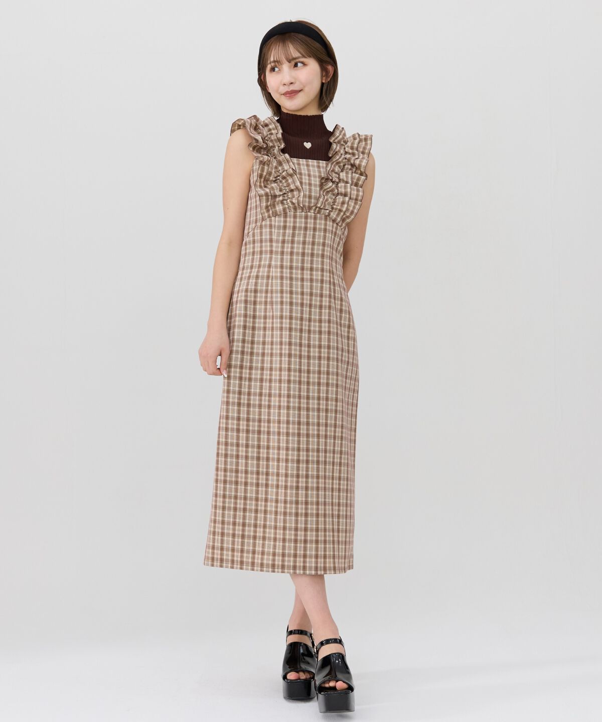 REDYAZEL「2wayフリルショルダーチェックワンピース」|ワンピース|