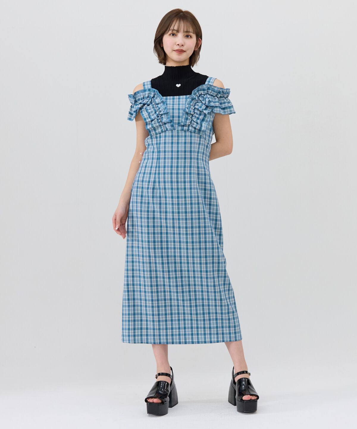 REDYAZEL「2wayフリルショルダーチェックワンピース」|ワンピース|
