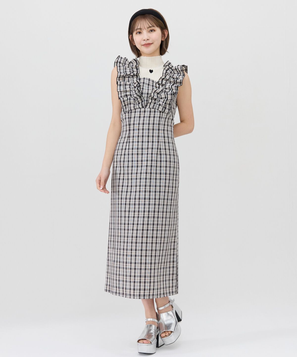REDYAZEL「2wayフリルショルダーチェックワンピース」|ワンピース|