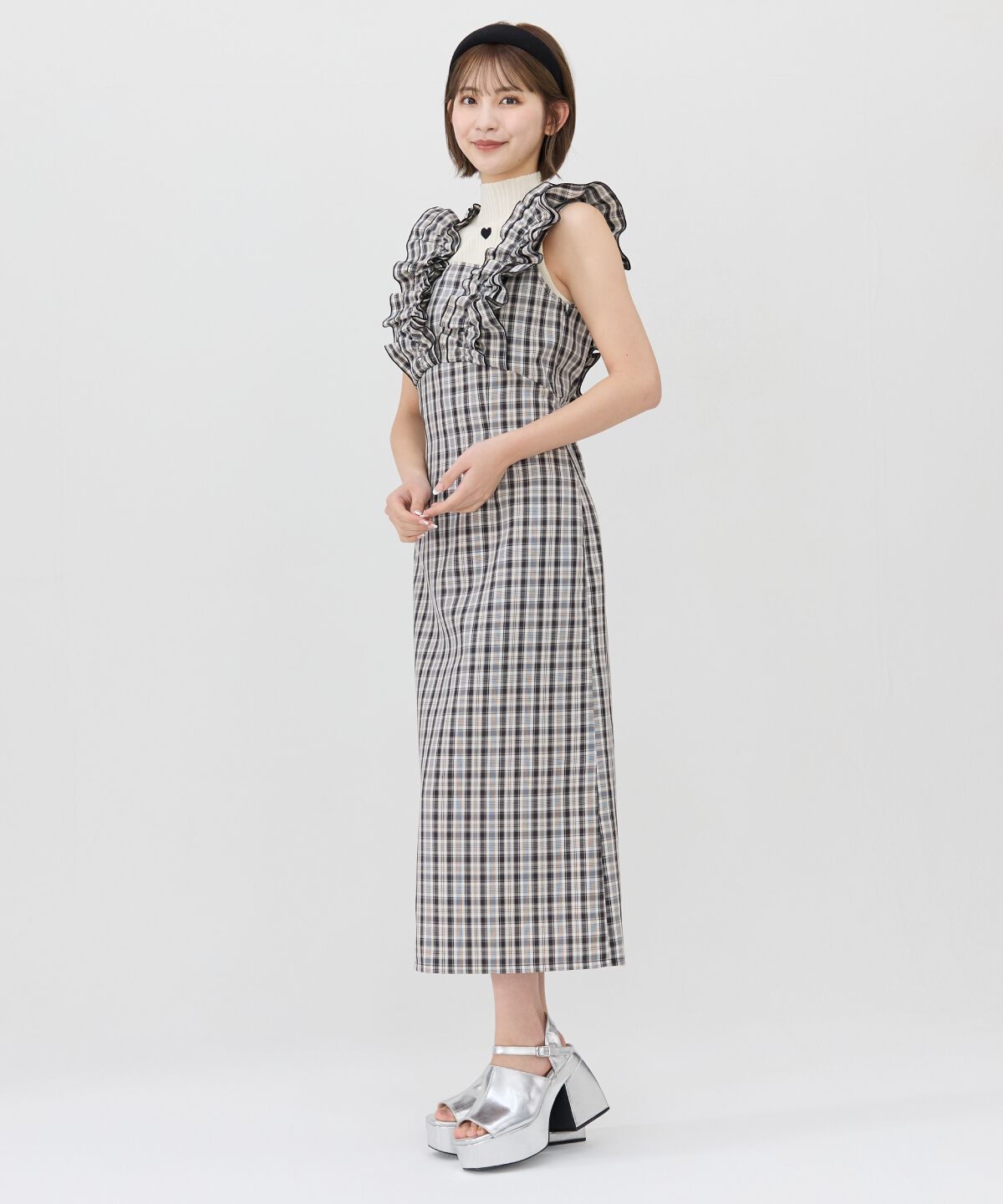 REDYAZEL「2wayフリルショルダーチェックワンピース」|ワンピース|