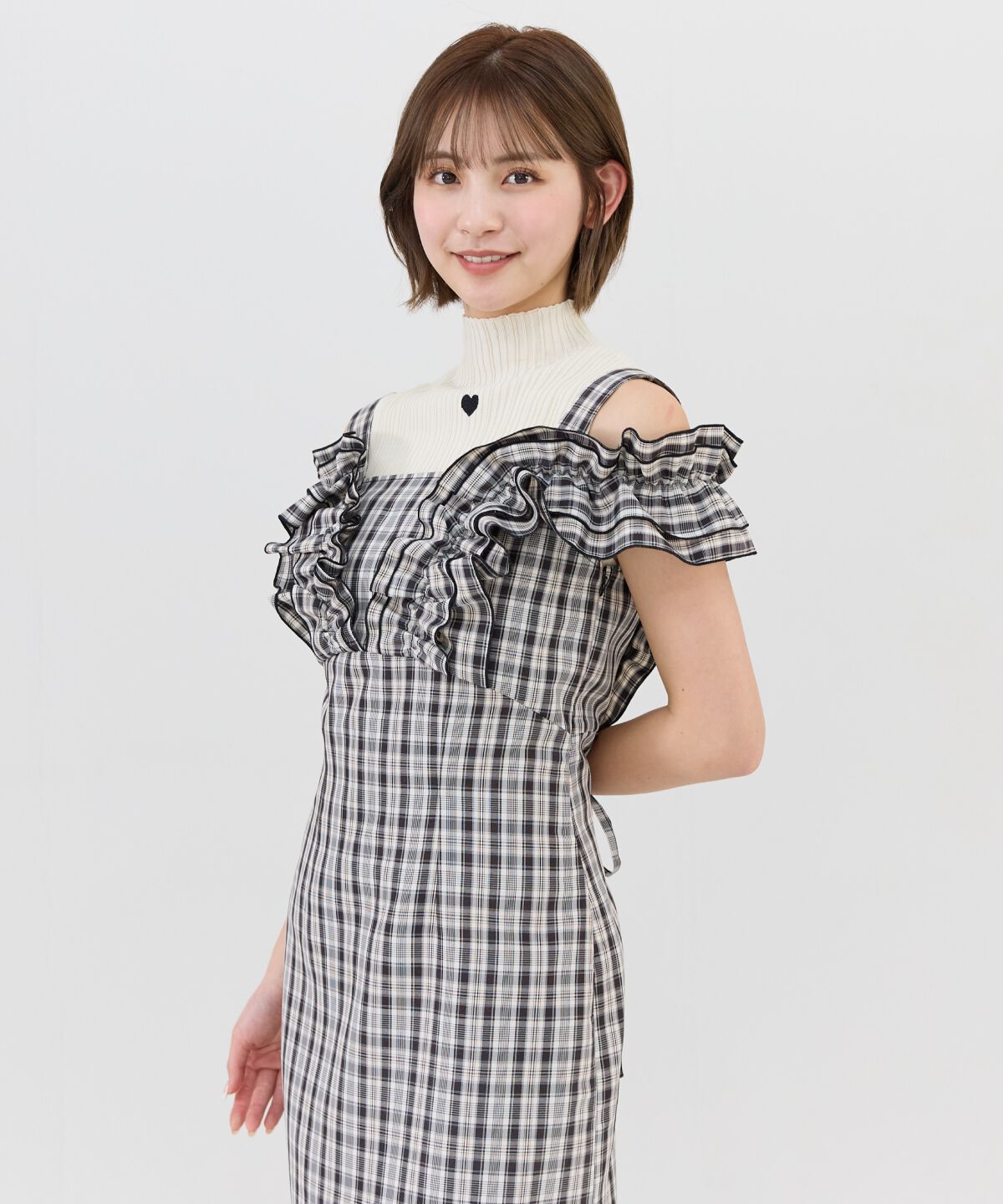 REDYAZEL「2wayフリルショルダーチェックワンピース」|ワンピース|