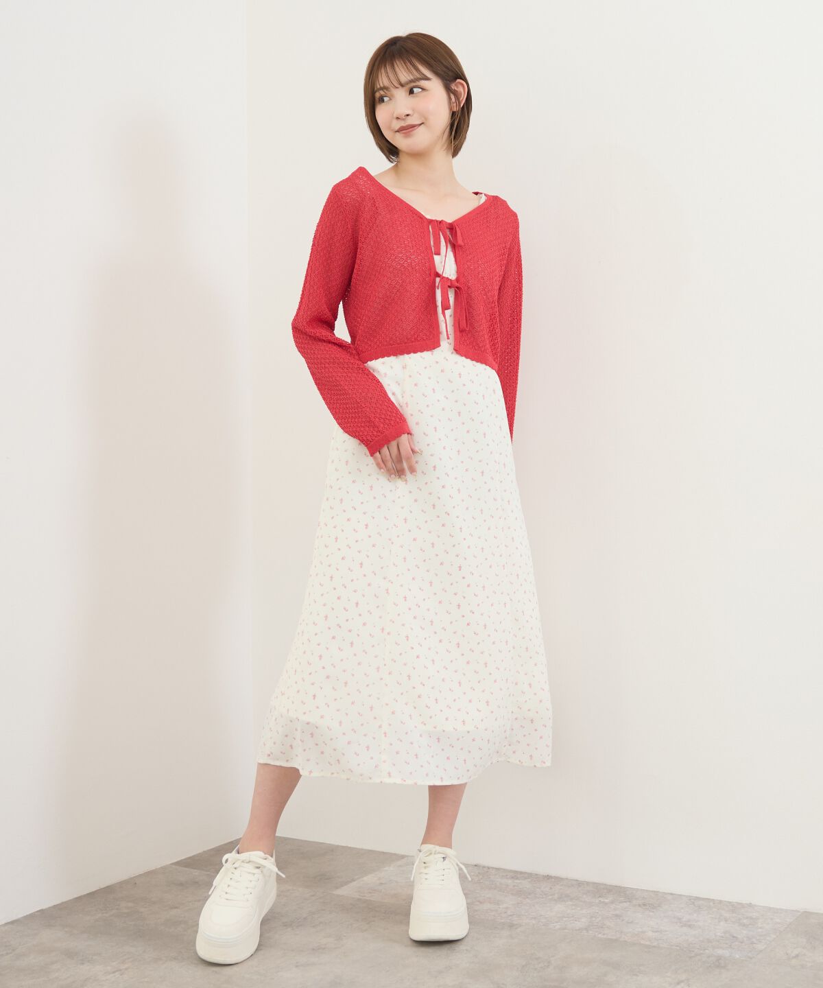 REDYAZEL「クロシェライクWリボンカーディガン」|カーディガン|