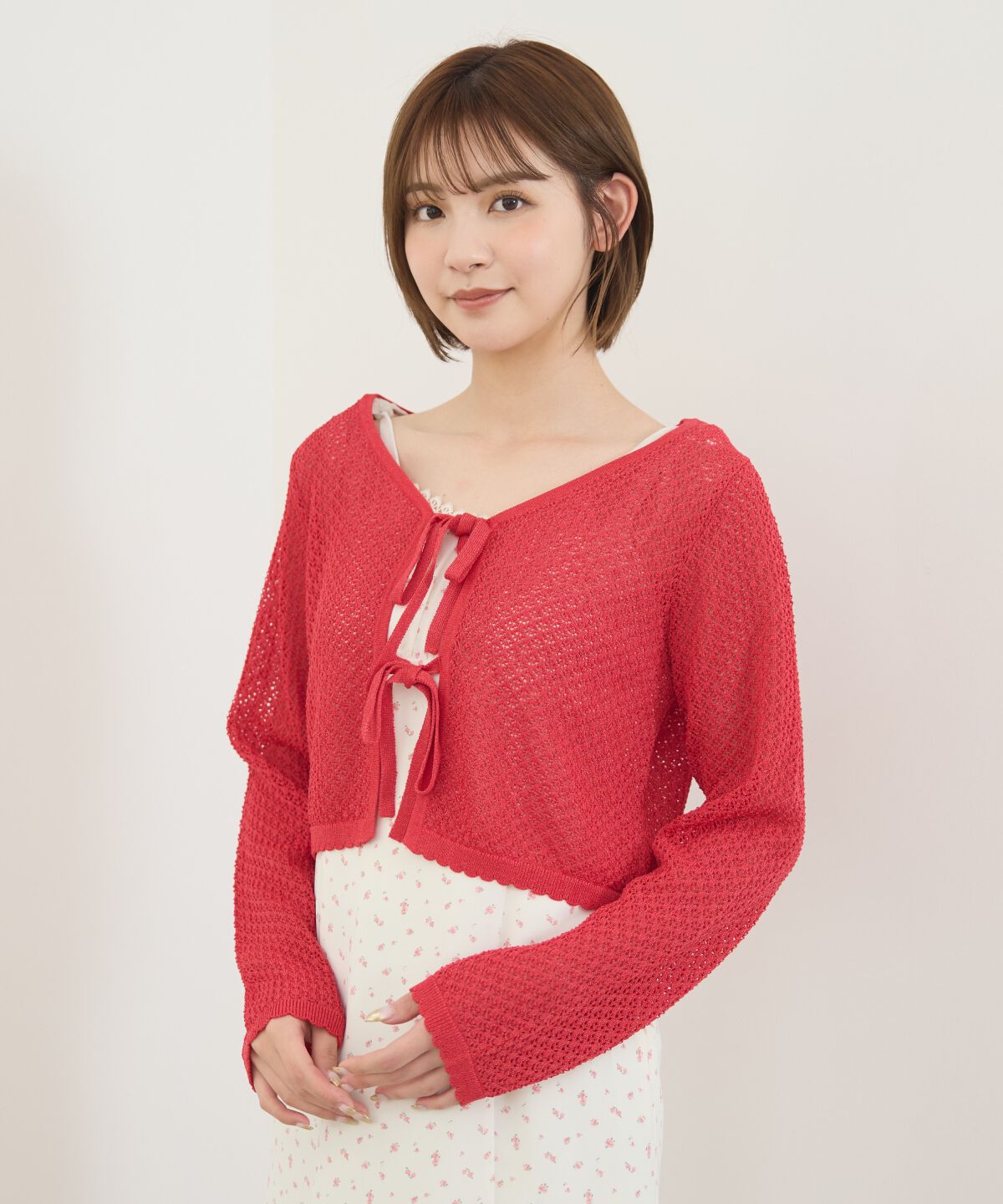 REDYAZEL「クロシェライクWリボンカーディガン」|カーディガン|