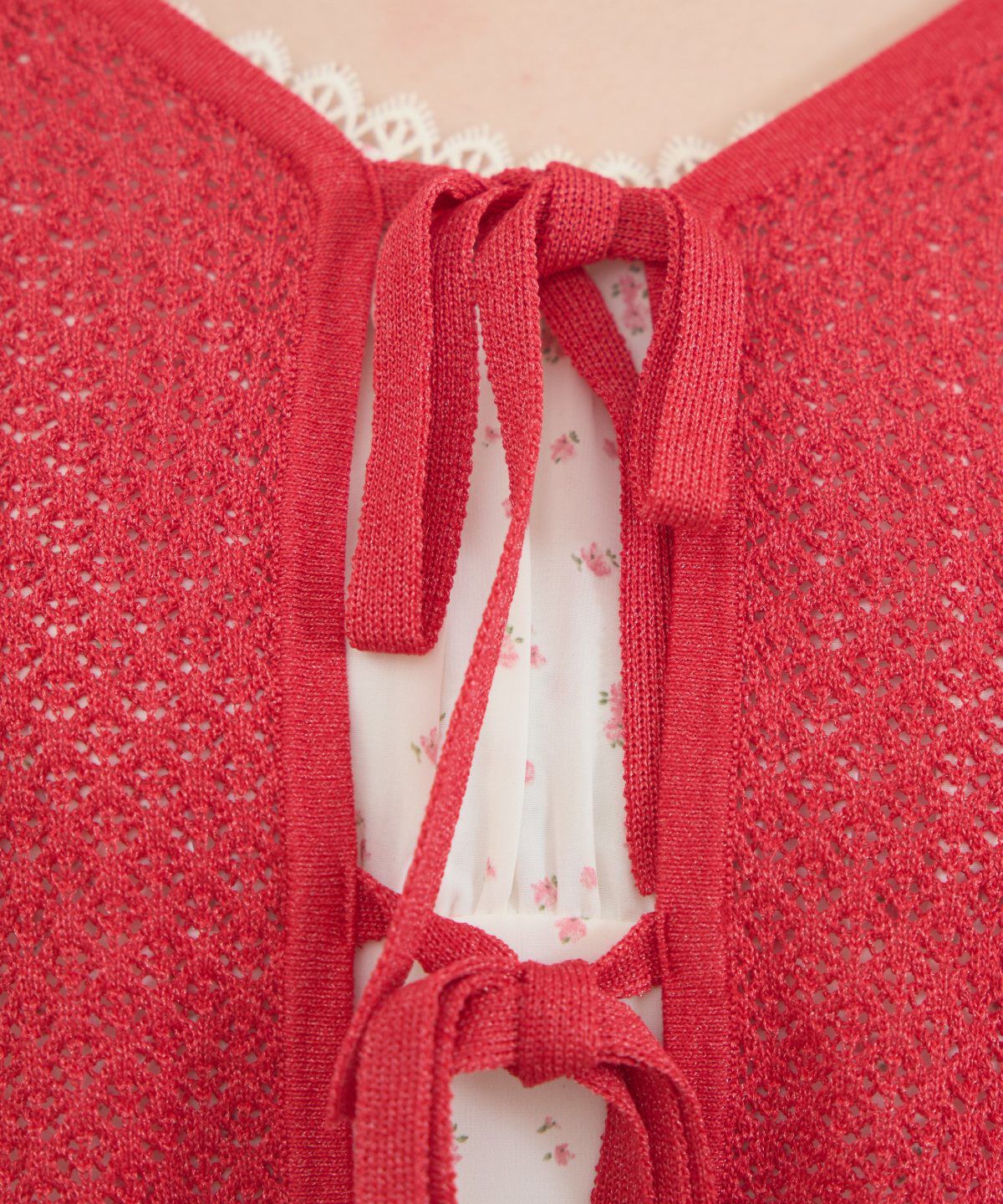 REDYAZEL「クロシェライクWリボンカーディガン」|カーディガン|