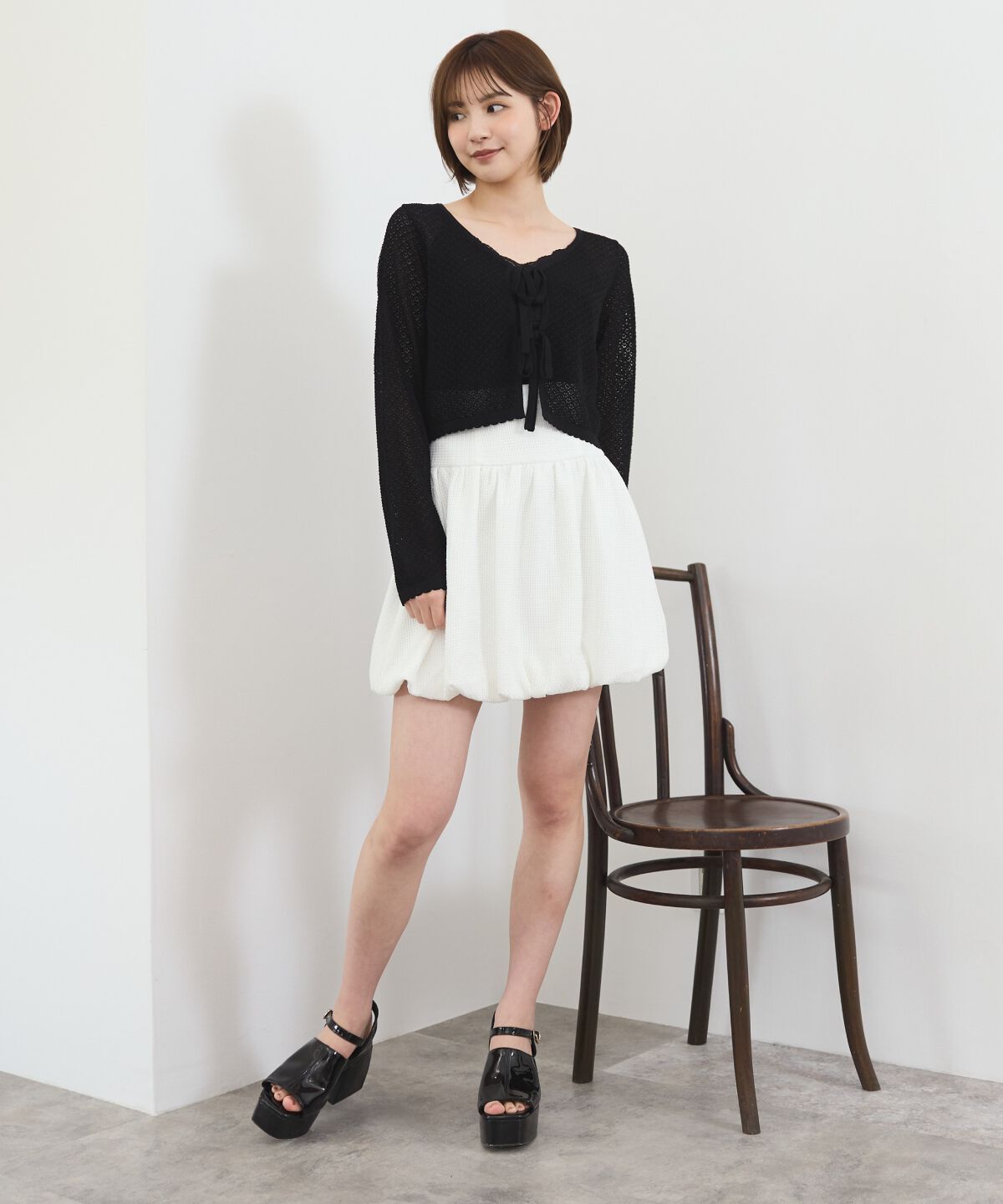 REDYAZEL「クロシェライクWリボンカーディガン」|カーディガン|