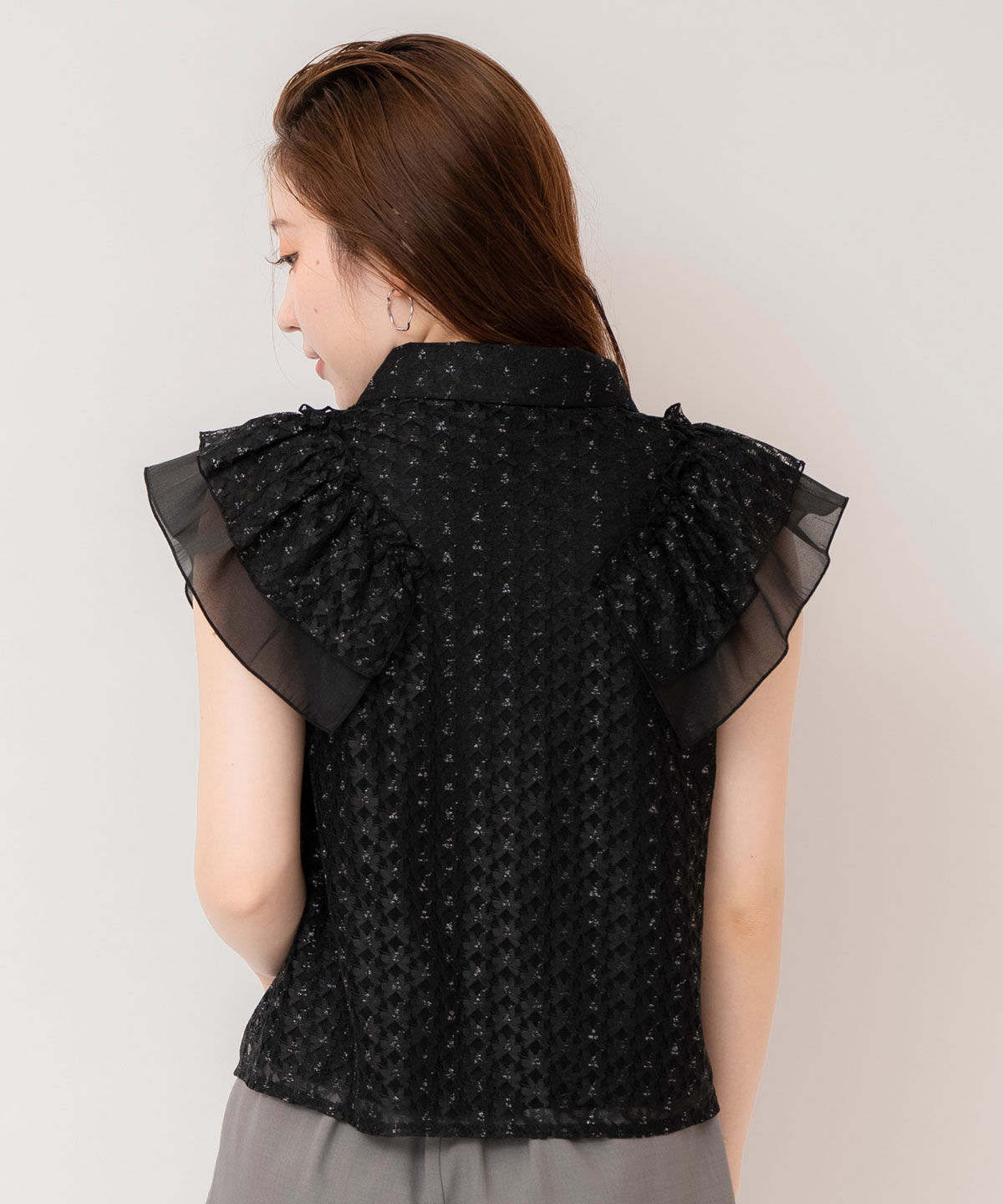 REDYAZEL「ラメレースフリルスリーブブラウス」|シャツ・ブラウス|
