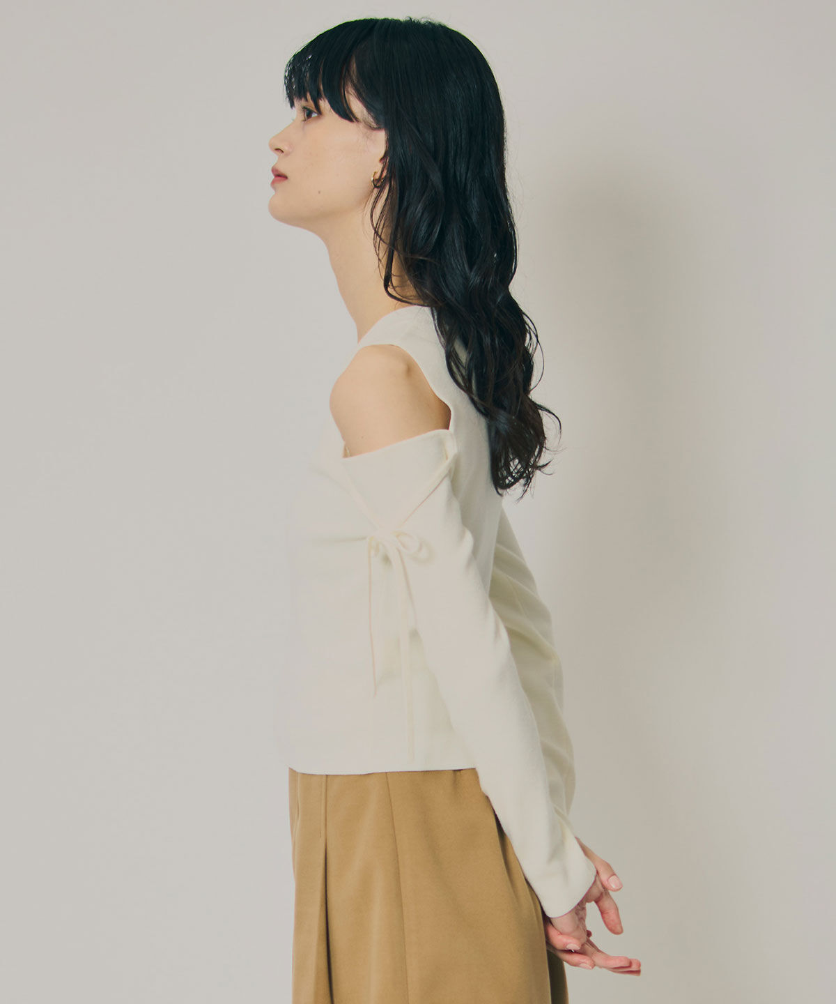 REDYAZEL「リボンオフショルダーニットトップス」|ニット・セーター|