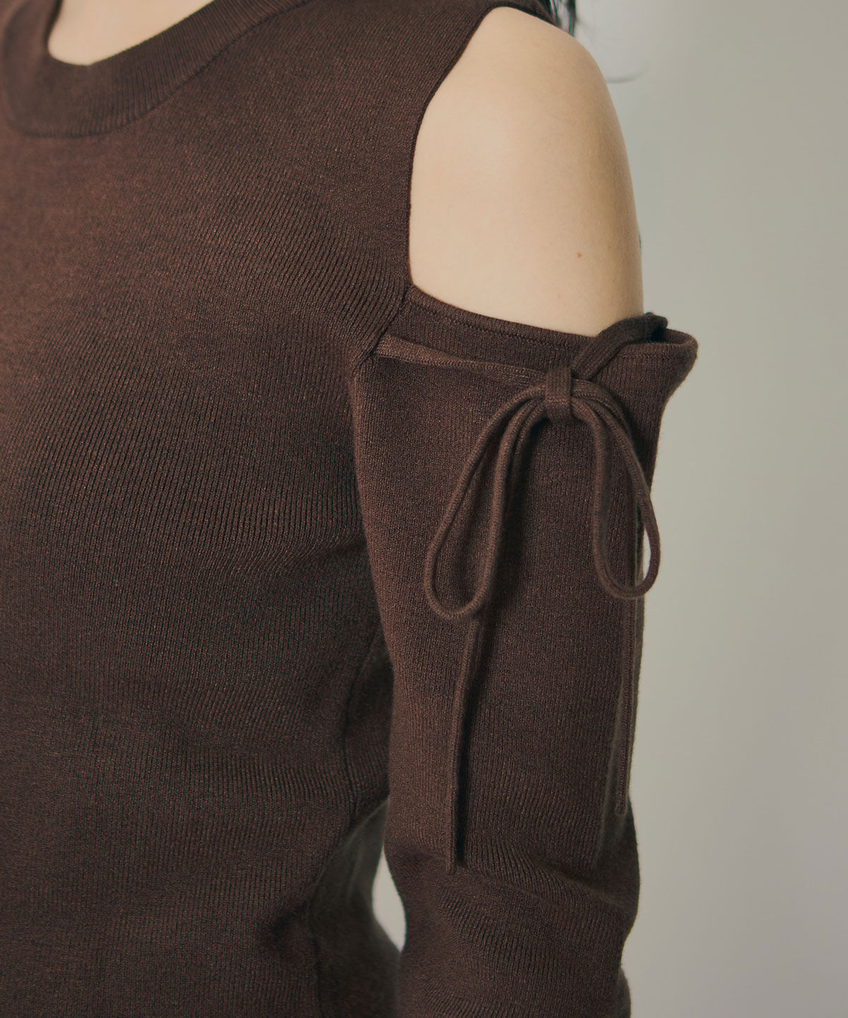 REDYAZEL「リボンオフショルダーニットトップス」|ニット・セーター|