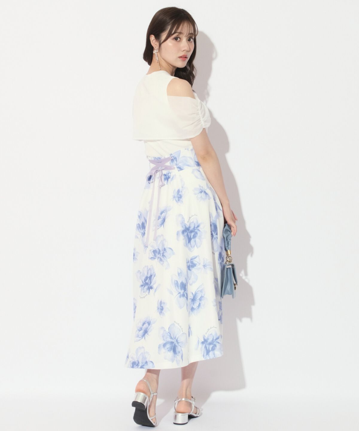 WILLSELECTION「水彩フラワープリントスカート」|フレア|