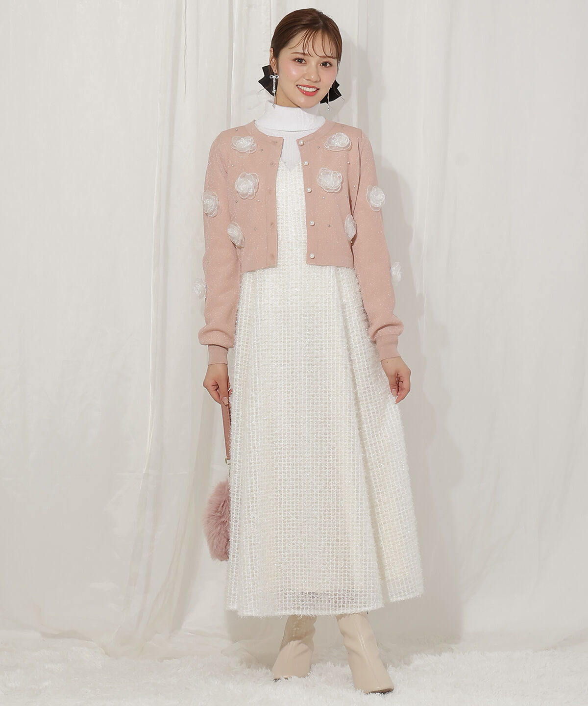 WILLSELECTION「フラワーモチーフニットカーディガン」|カーディガン|