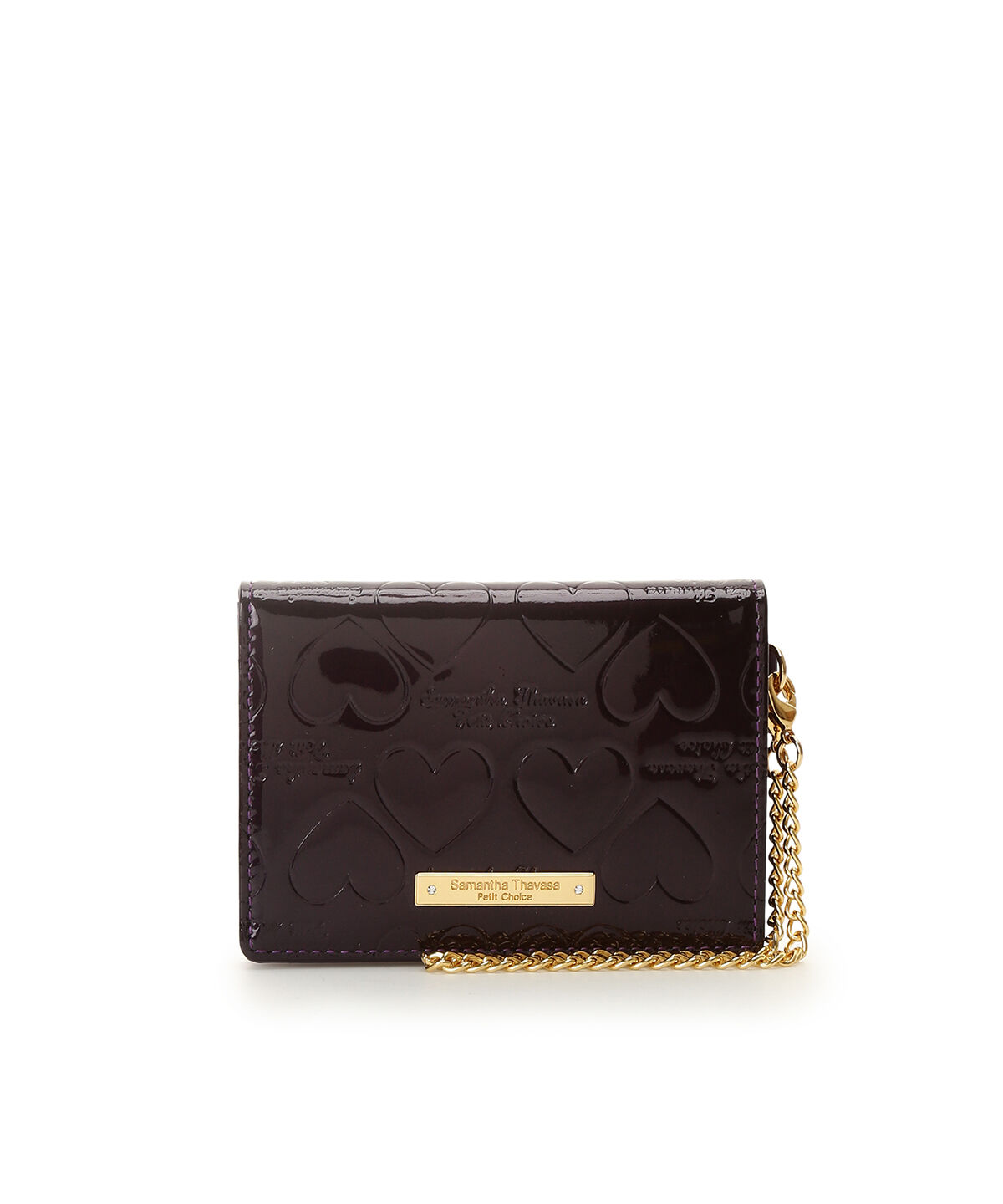 Samantha Thavasa Petit Choice「エナメルハート型押し パスケース」|定期入れ|ﾚｯﾄﾞﾊﾟｰﾌﾟﾙ