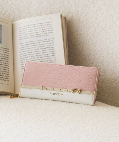 Samantha Thavasa Petit Choice「ビジューリボンバイカラー 長財布」|財布|ピンク