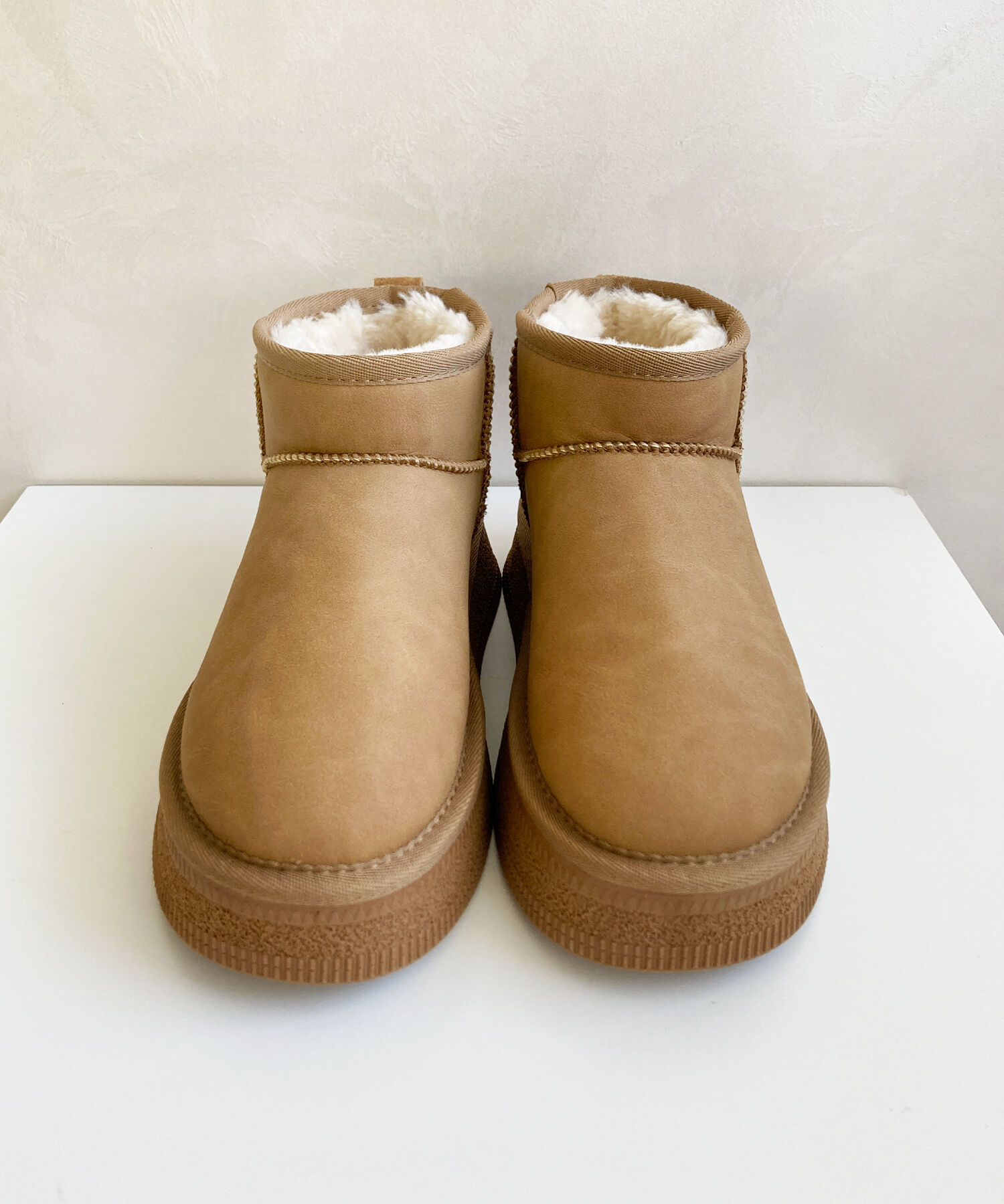 ORiental TRaffic「【 厚底 】フレアソール ムートン ショート ブーツ/41426 防寒」|ショートブーツ|