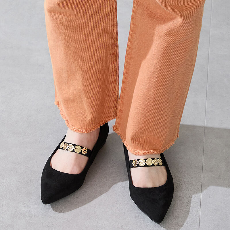 ORiental TRaffic「●2025秋冬新作●コインモチーフ ストラップパンプス /51308 ヒール1.8ｃｍ フラット」|パンプス|BLACK