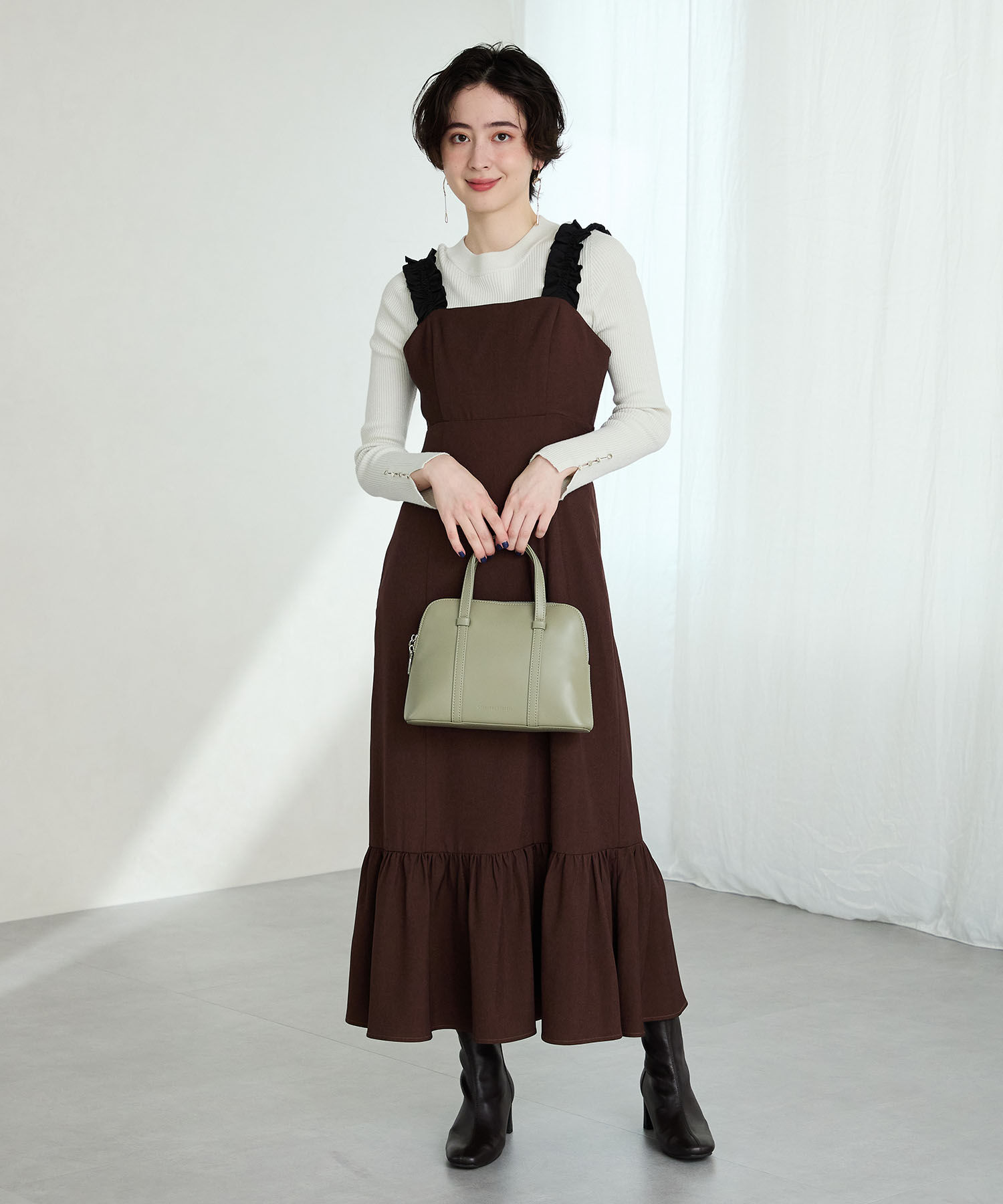 ORiental TRaffic「●2025秋冬新作●【 美脚 】 ストレッチ ヒール バックジップ ブーツ / 51423」|ショートブーツ|