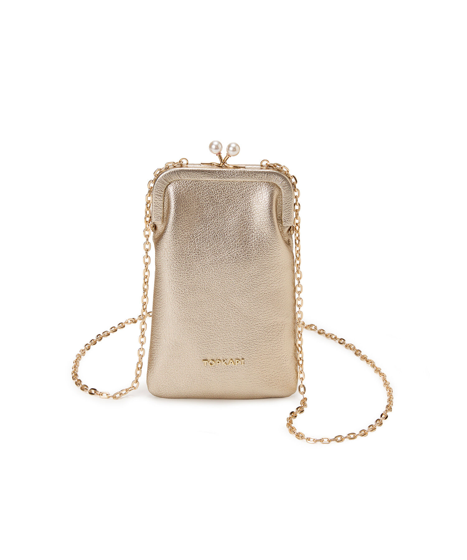 TOPKAPI 「【TOPKAPI】シュリンクレザー パール チェーン ショルダー バッグ / スマホショルダー」|モバイルケース|