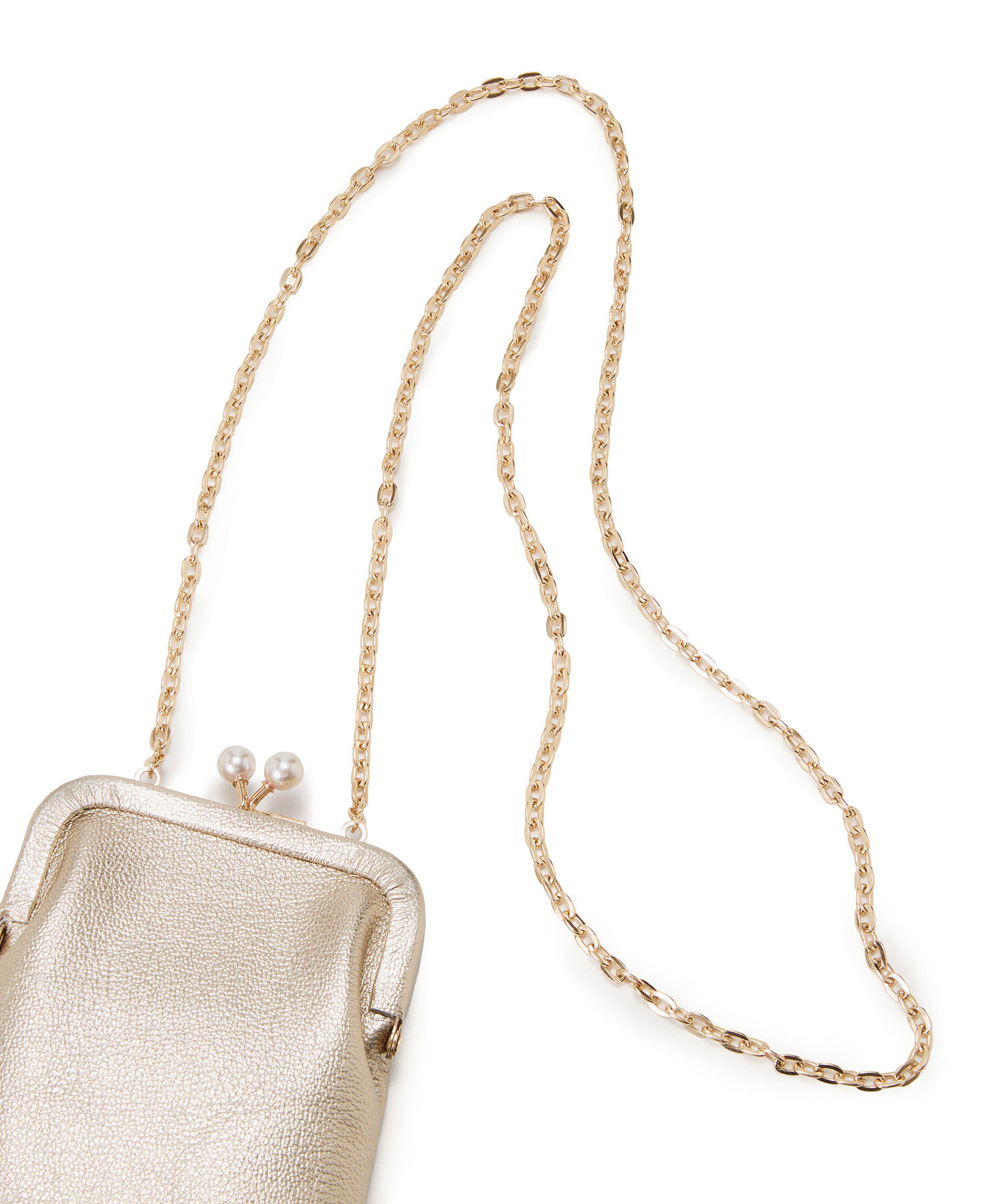 TOPKAPI 「【TOPKAPI】シュリンクレザー パール チェーン ショルダー バッグ / スマホショルダー」|モバイルケース|