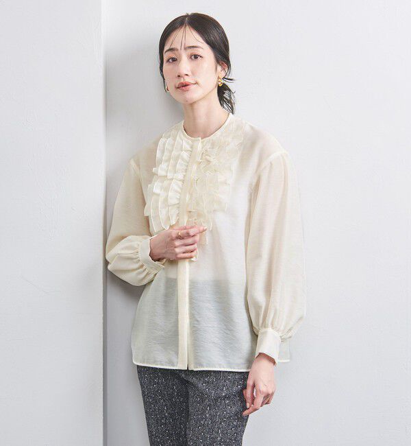 UNITED ARROWS「オーガンジー フリル＆ボウタイ ブラウス」|シャツ・ブラウス|