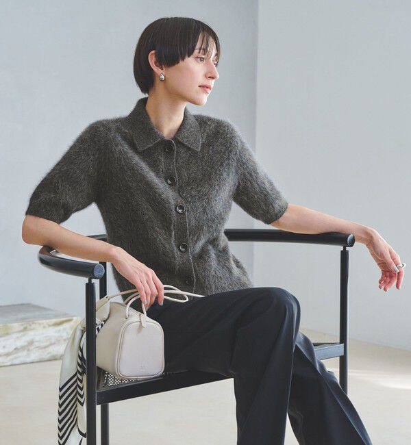 UNITED ARROWS「フォックスカシミヤ ショートスリーブ ポロニット」|ニット・セーター|DK.GRAY