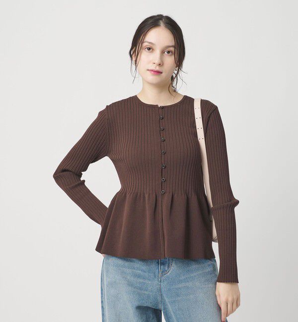 BEAUTY&YOUTH UNITED ARROWS「【WEB限定 Wardrobe DAILY MINIMAL】ペプラム2WAY リブニットプルオーバー ウォッシャブル」|ニット・セーター|DK.BROWN
