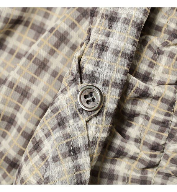 Ray BEAMS 「チェック ギャザー ノースリーブ ブラウス」|タンクトップ|