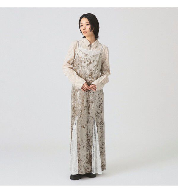 Ray BEAMS 「ベロア レース レイヤー ワンピース」|ワンピース|BEIGE