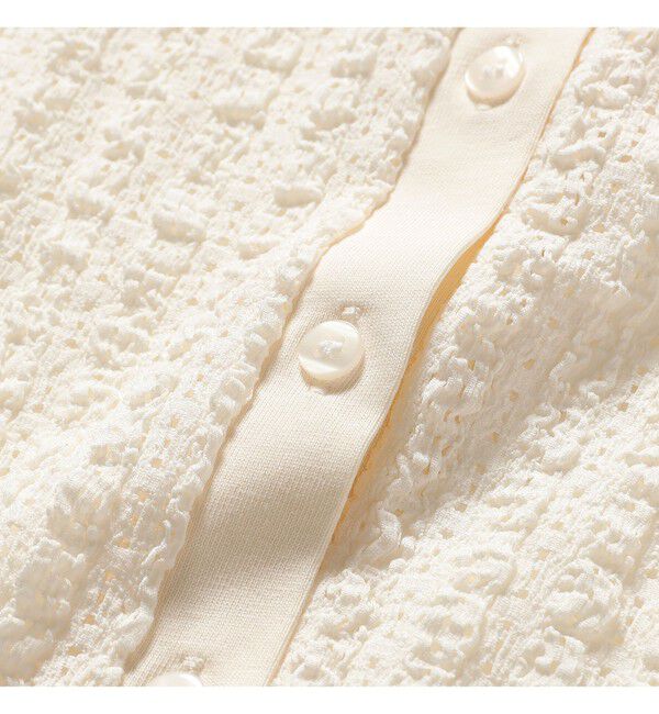 Ray BEAMS 「レース ジャカード クルーネック カーディガン」|Tシャツ・カットソー|