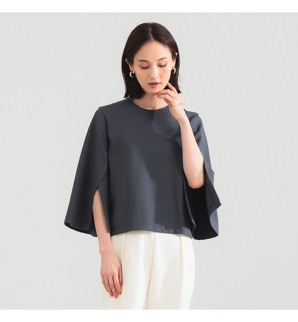 Demi-Luxe BEAMS 「レーヨン ナイロン ポンチスリット プルオーバー」|Tシャツ・カットソー|CHARCOAL.GREY