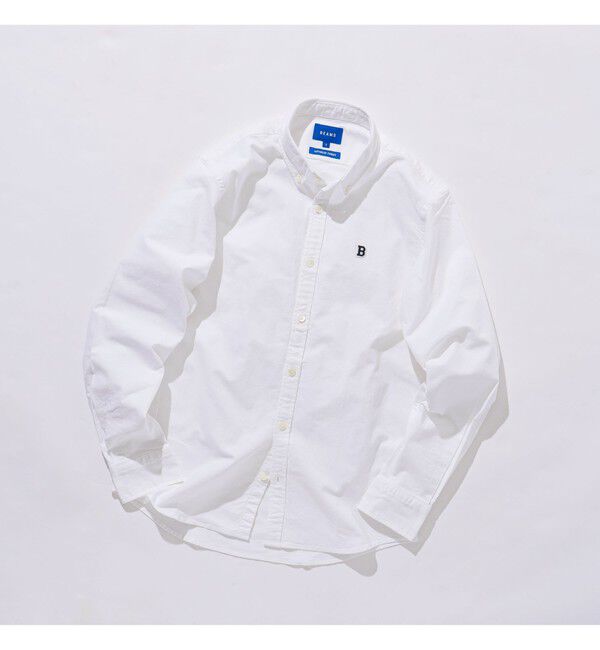BEAMS「BEAMS / ストレッチ オックスフォード ワンポイント ボタンダウンシャツ」|シャツ・ブラウス|WHITE
