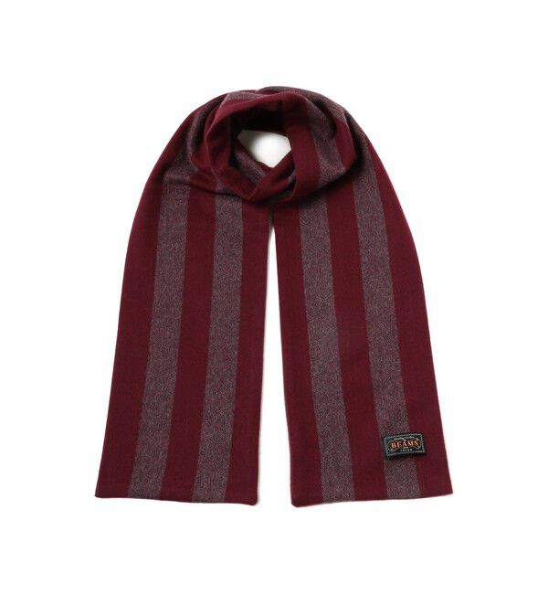 BEAMS PLUS「BEAMS PLUS / Cashmere School Scarf」|マフラー|GREY&times;BURGUNDY