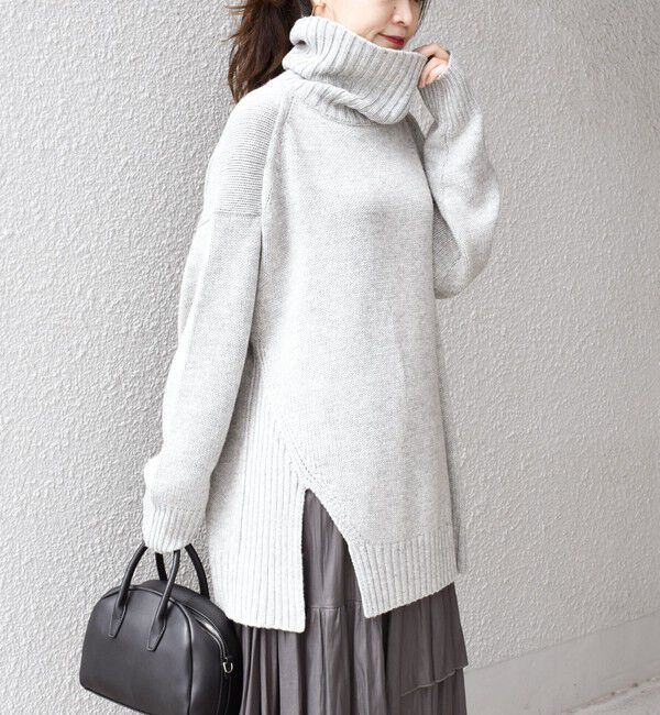 SHIPS for women「〈手洗い可能〉サイド スリット タートル プルオーバー」|ニット・セーター|
