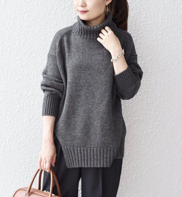 SHIPS for women「〈手洗い可能〉サイド スリット タートル プルオーバー」|ニット・セーター|