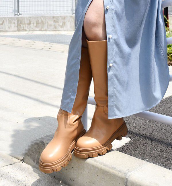 SHIPS for women「BOEMOS:ガーデンロングブーツ◇」|ロングブーツ|ベージュ