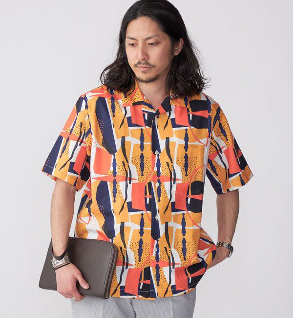 SHIPS「SHIPS: Reflax(R) 80'sプリント ドライタッチ オープンカラー シャツ」|シャツ・ブラウス|イエロー