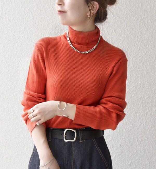 SHIPS any「《一部追加予約》SHIPS any:〈手洗い可能〉デリケート リブ タートルネック ニット プルオーバー」|ニット・セーター|オレンジ