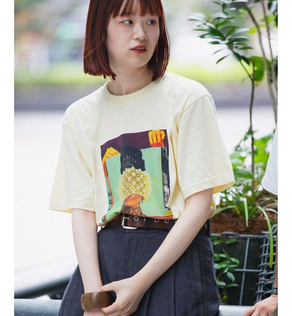 SHIPS「SHIPS: KILLIMAN JAH LOW WORKS コラージュ プリント Tシャツ」|Tシャツ・カットソー|ベージュ