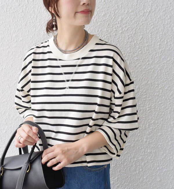 SHIPS for women「* 〈サイズが選べる〉2WAY ワイド スリーブ ボーダー プルオーバー◇」|Tシャツ・カットソー|