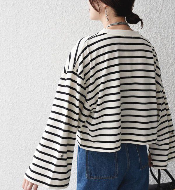 SHIPS for women「* 〈サイズが選べる〉2WAY ワイド スリーブ ボーダー プルオーバー◇」|Tシャツ・カットソー|