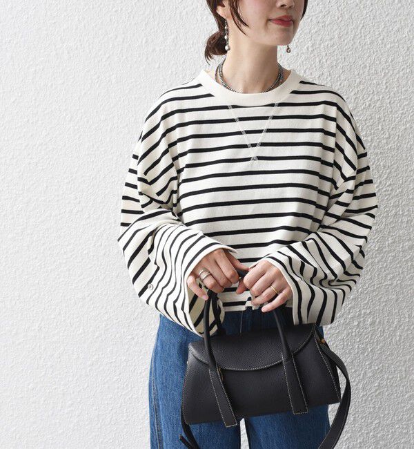 SHIPS for women「* 〈サイズが選べる〉2WAY ワイド スリーブ ボーダー プルオーバー◇」|Tシャツ・カットソー|