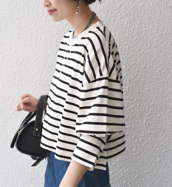 SHIPS for women「* 〈サイズが選べる〉2WAY ワイド スリーブ ボーダー プルオーバー◇」|Tシャツ・カットソー|