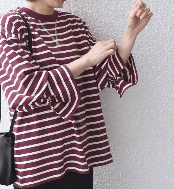 SHIPS for women「* 〈サイズが選べる〉2WAY ワイド スリーブ ボーダー プルオーバー◇」|Tシャツ・カットソー|