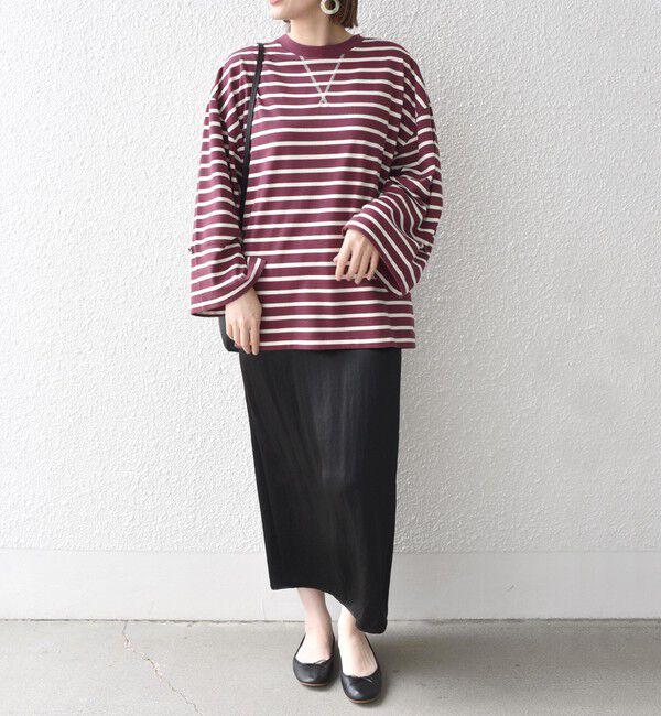 SHIPS for women「* 〈サイズが選べる〉2WAY ワイド スリーブ ボーダー プルオーバー◇」|Tシャツ・カットソー|