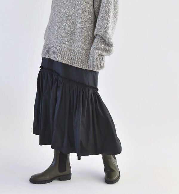quaranciel「quaranciel:〈洗濯機可能〉ソリッド タフタ スカート」|フレア|ブラック