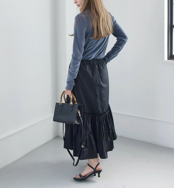 quaranciel「quaranciel:〈洗濯機可能〉ソリッド タフタ スカート」|フレア|