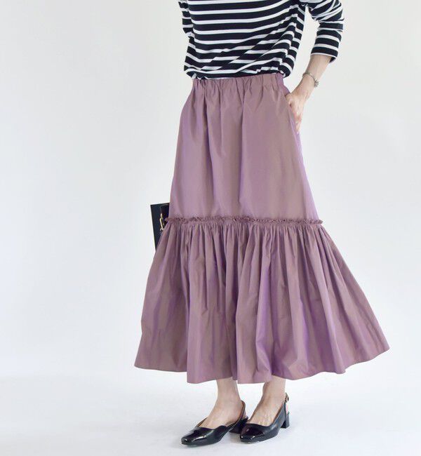 quaranciel「quaranciel:〈洗濯機可能〉ソリッド タフタ スカート」|フレア|