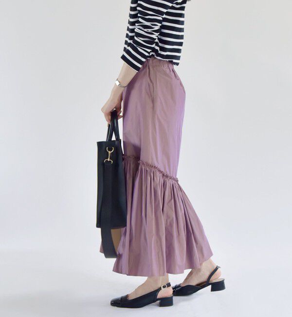 quaranciel「quaranciel:〈洗濯機可能〉ソリッド タフタ スカート」|フレア|