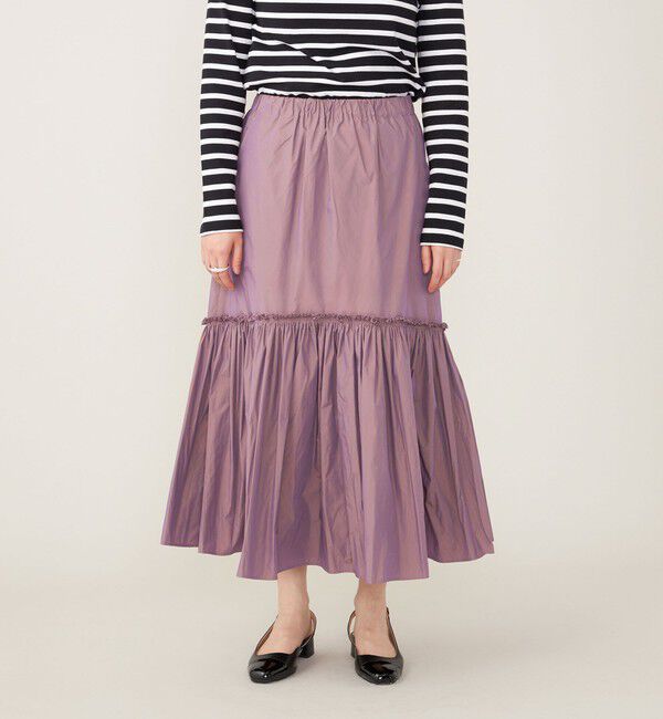 quaranciel「quaranciel:〈洗濯機可能〉ソリッド タフタ スカート」|フレア|