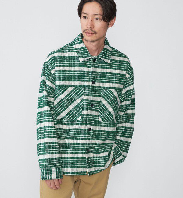 SHIPS「【WEB限定】SHIPS: モール チェック ダブルポケット CPO シャツ ジャケット」|ミリタリージャケット|グリーン