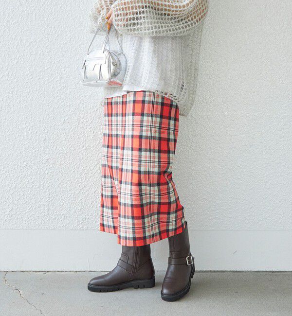 SHIPS for women「〈手洗い可能〉ウール チェック タイト スカート ◇」|スカート|オレンジ
